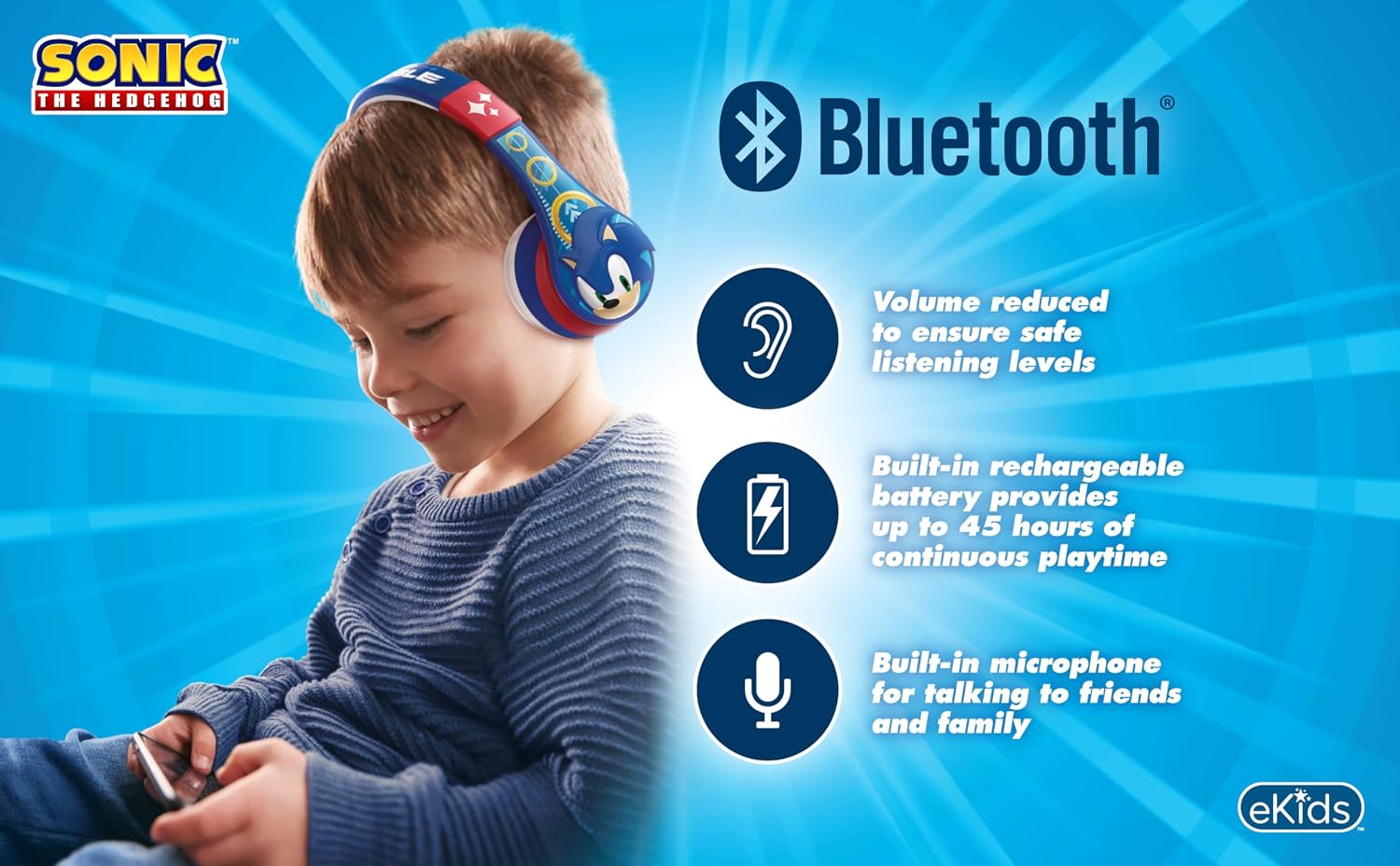 Detalle de Sonic The Hedgehog Bluetooth Headphones for Kids