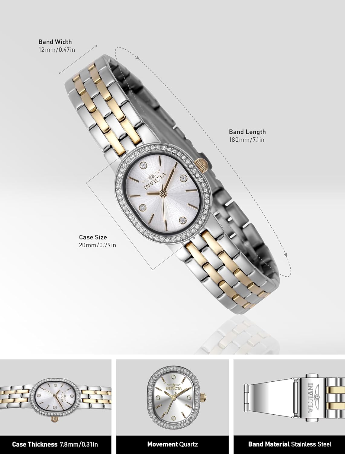 Thumbnail 2 de Invicta Angel 48136 pour femme — montre à quartz en acier inoxydable, boîtier 20 mm
