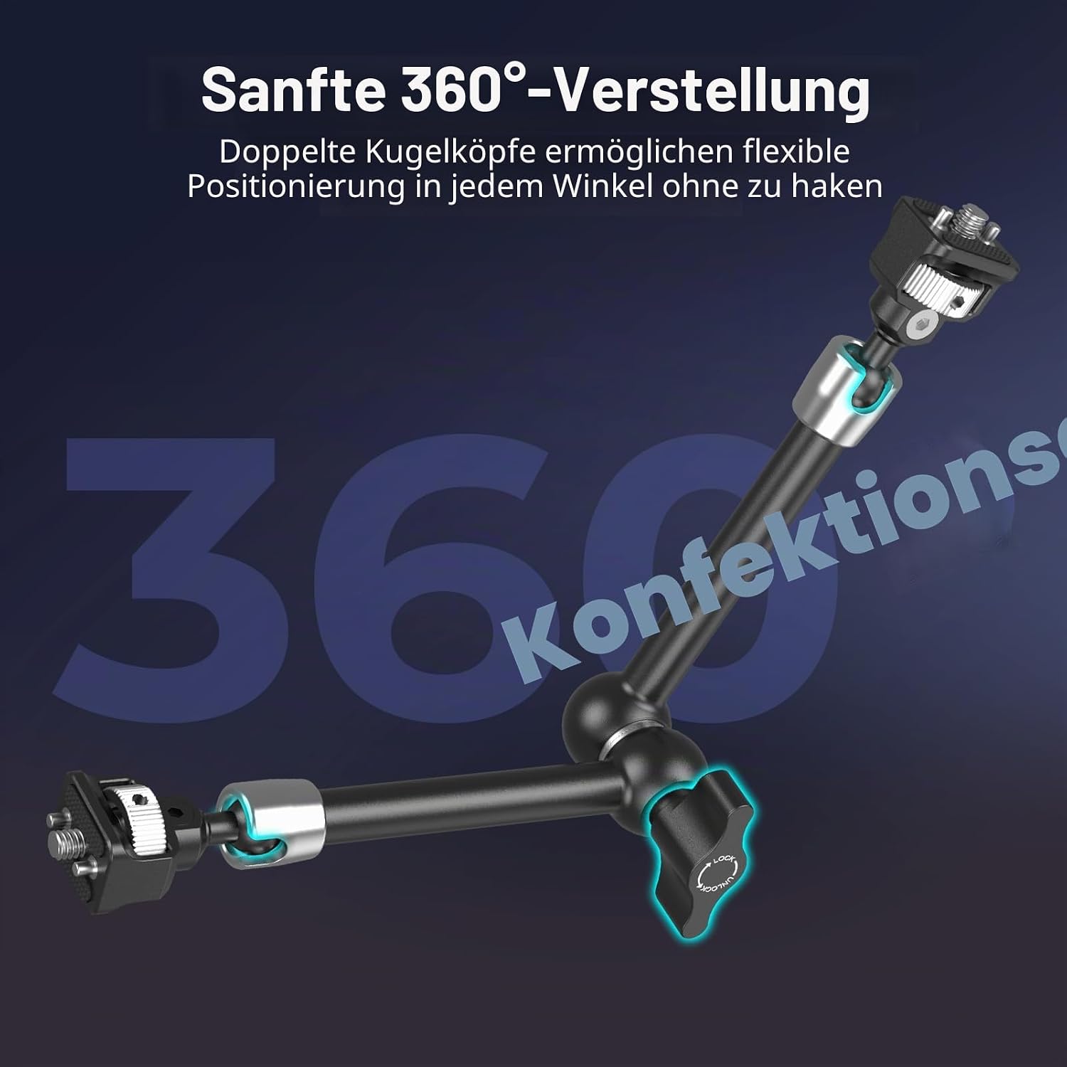 Thumbnail 4 de SMALLRIG 11" Magic Arm 5309 mit 1/4“-20 Schrauben und 360° Doppelkugelkopf (bis 1,5 kg)