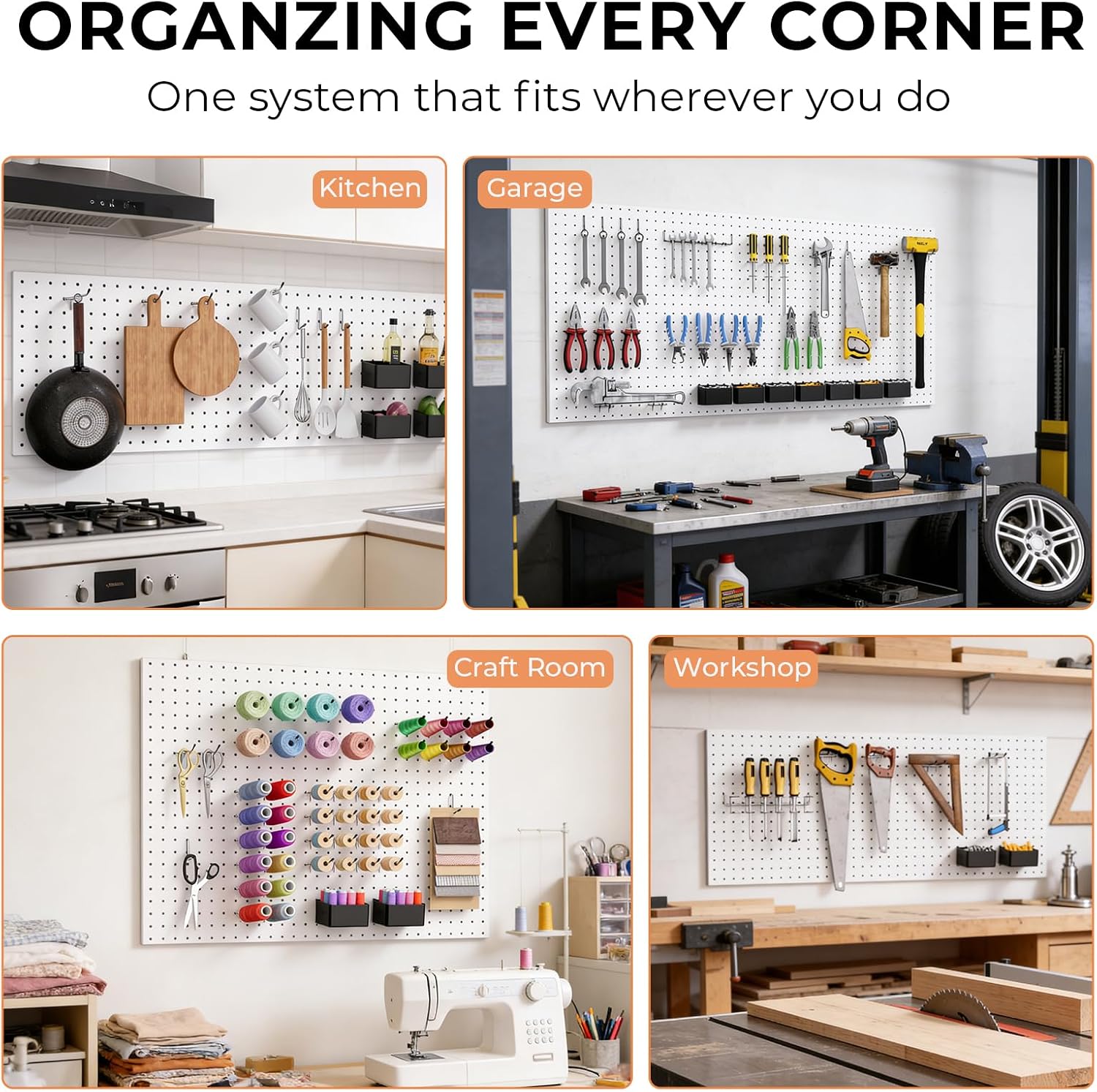 Thumbnail 6 de INCLY NC0235 320-Piece Pegboard Organizer Kit with Hooks and Bins
