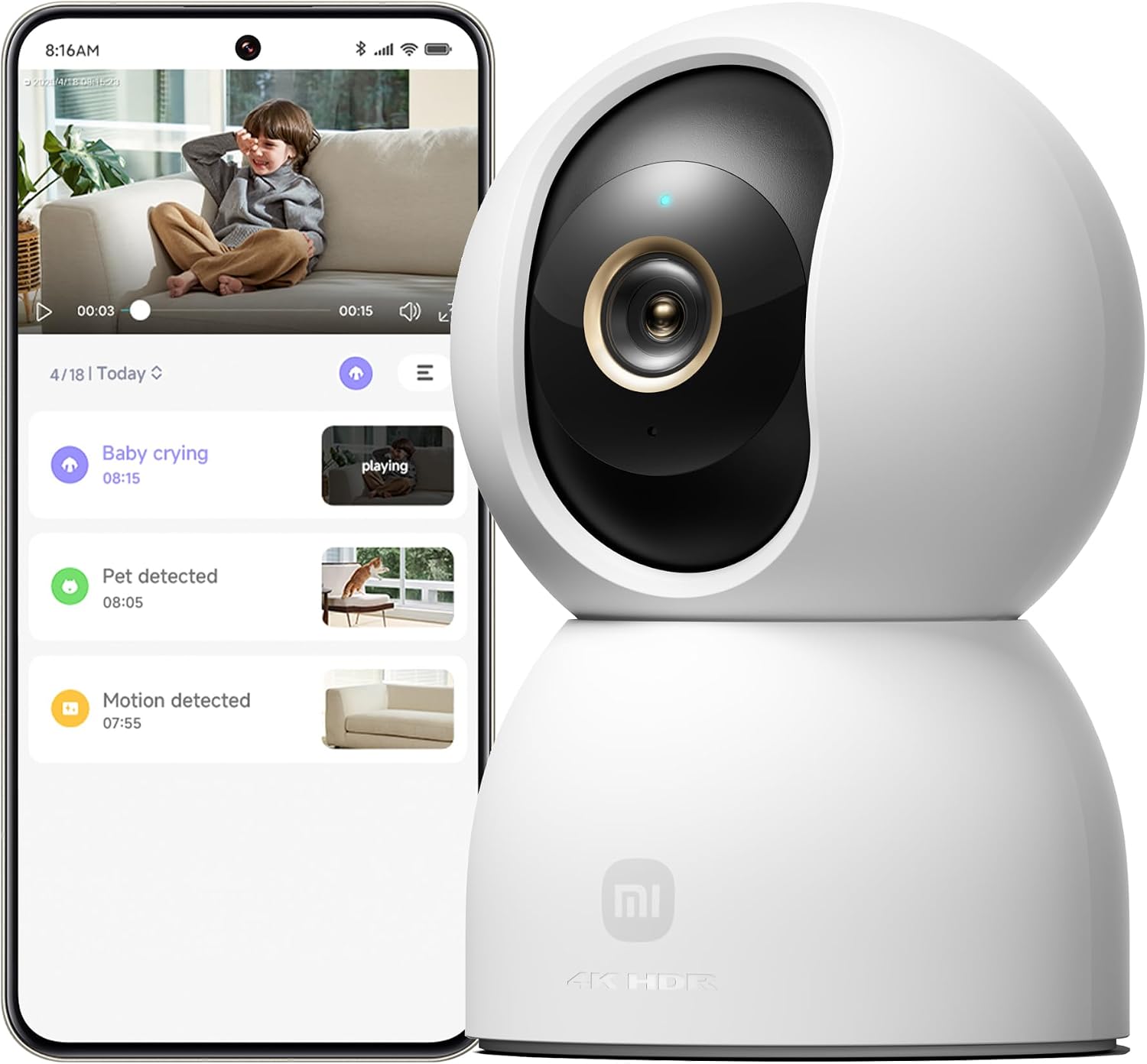 Detalle de XIAOMI Smart Camera C7014K (4K Ultra HD) mit 360°-Panorama, Zwei-Wege-Kommunikation & WLAN 6