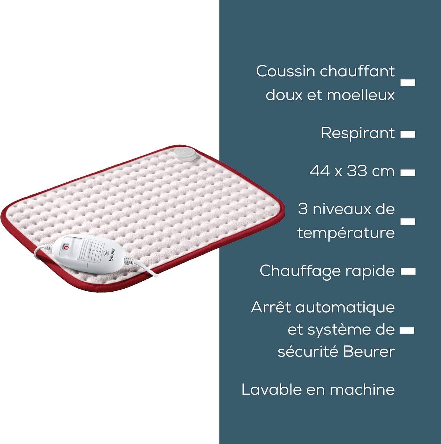 Detalle de Beurer Coussin chauffant HK Comfort — chaleur douce et ajustable, lavable en machine