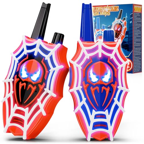 Mirthigig Walkie Talkies para niños con luces rojas/azules y ojos intermitentes (pack de 2) hasta 600 m