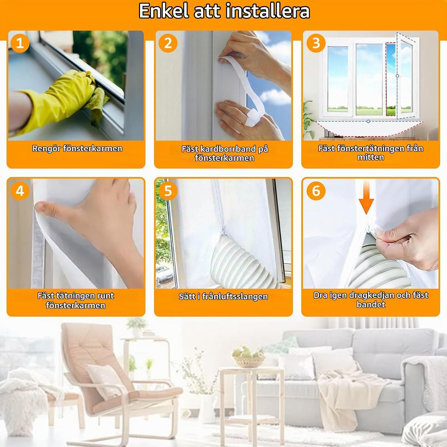 Detalle de Gachiwar HGS1399 fönstertätning för portabel AC, 300 cm, vattentät polyester