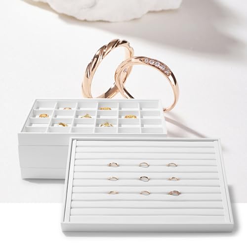 Thumbnail 8 de Papten Plateau À Bijoux en Cuir Empilable Blanc – rangements élégants pour homme et femme