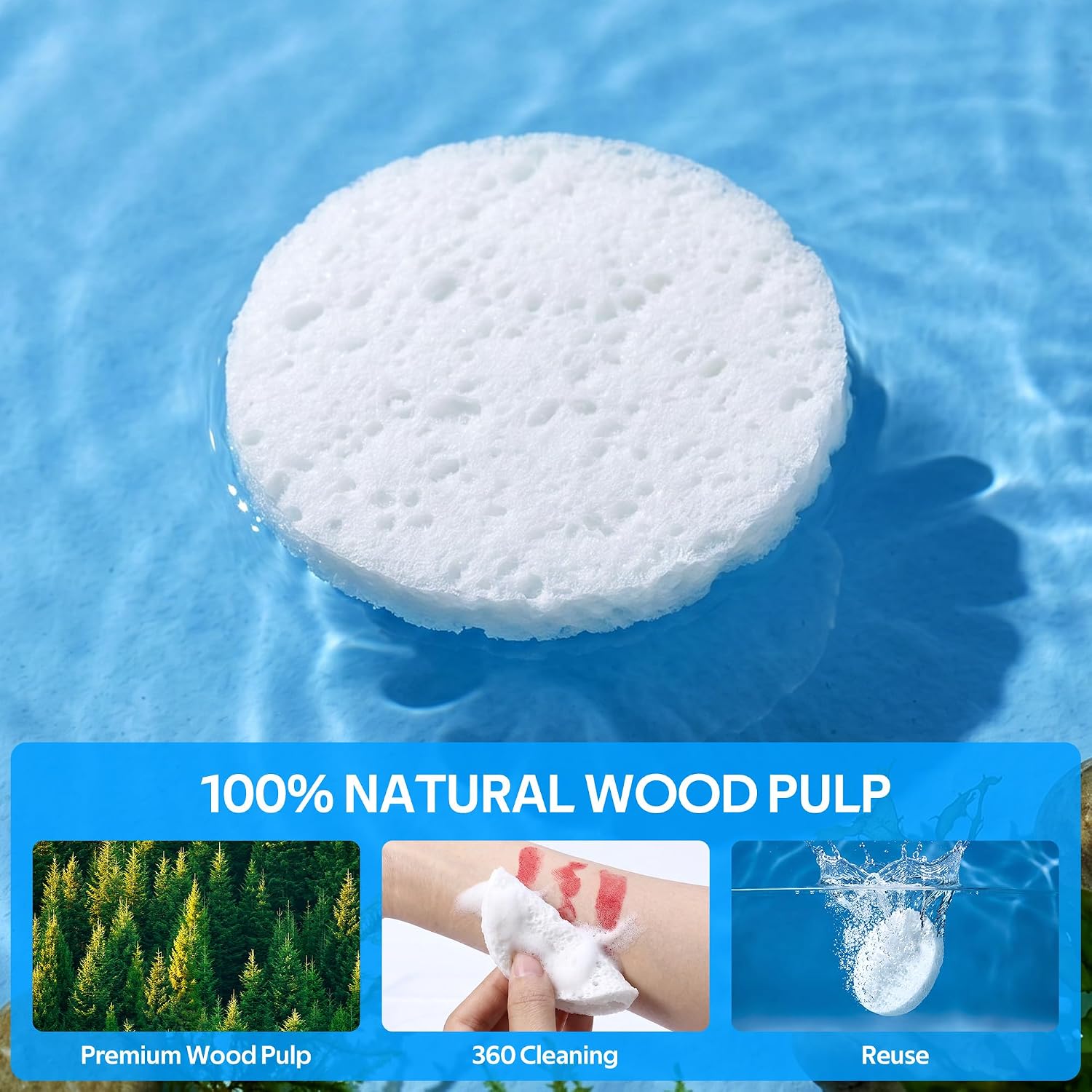 Detalle de GAINWELL Compressed Facial Sponges, 200-Count White Cellulose