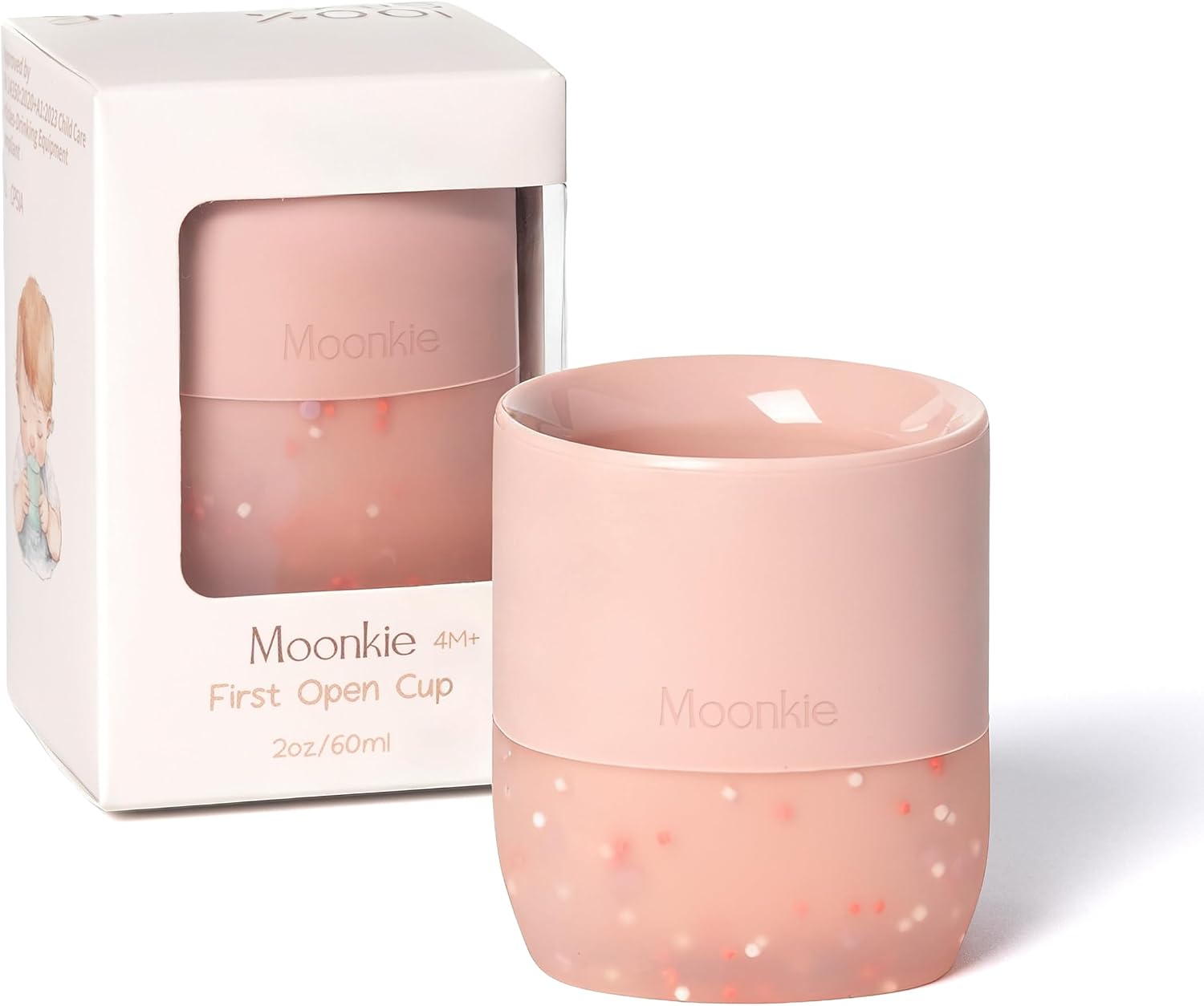 Detalle de Moonkie DX-2501 Silicone Baby Training Cup, 2 oz, Blush