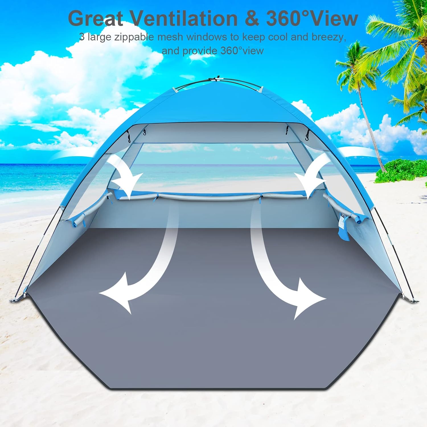 Thumbnail 3 de Gorich Beach Tent Sun Shelter (UPF 50+) for 3–10 People — Lightweight, Easy Setup Beach Cabana