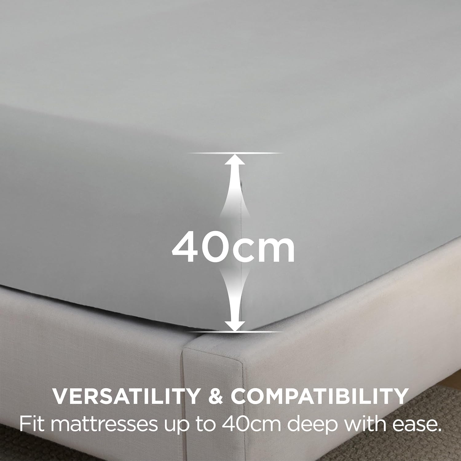 Thumbnail 2 de Bedsure King Size Fitted Sheet – Extra Deep Pocket 16-inch, Microfiber, Grey, 150x200cm