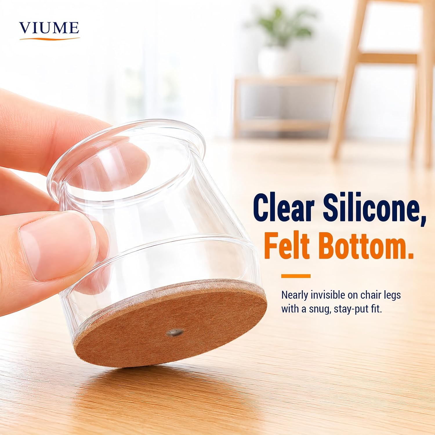 Detalle 2 de VIUME A237 Chair Leg Floor Protectors, 32 Clear Silicone Caps with Felt Pads