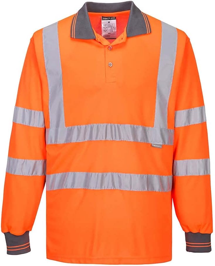 Detalle de Portwest S277 Polo Alta Visibilità a Manica Lunga - Arancione, 4XL