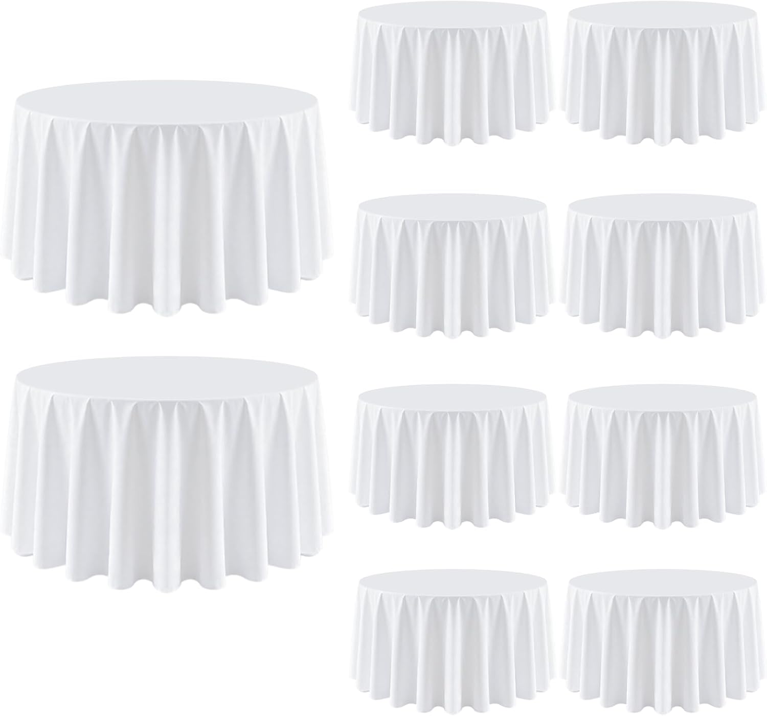Detalle de Dexbriz 10 Pack White Round Tablecloth 90 Inch — Durable, Reusable Polyester Covers for Banquets