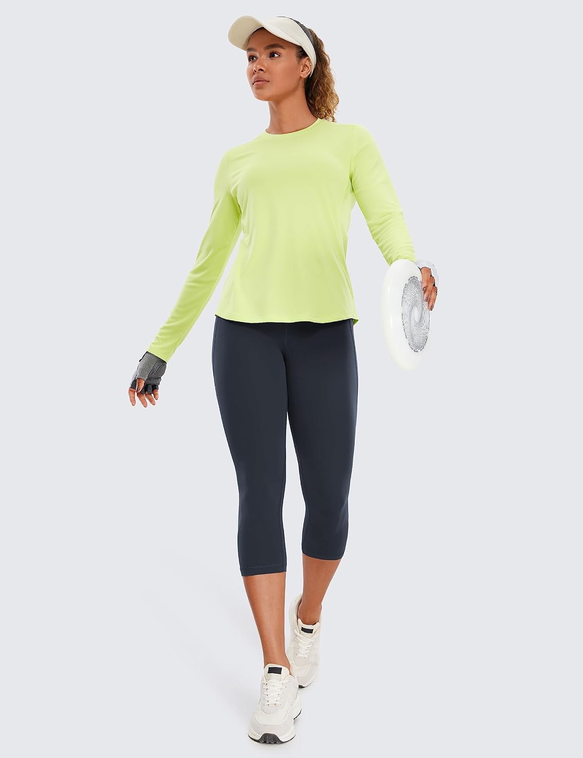 Detalle de CRZ YOGA Da Donna Butterlux pantaloni capri per allenamento yoga con tasche e vita alta (48/53 cm)