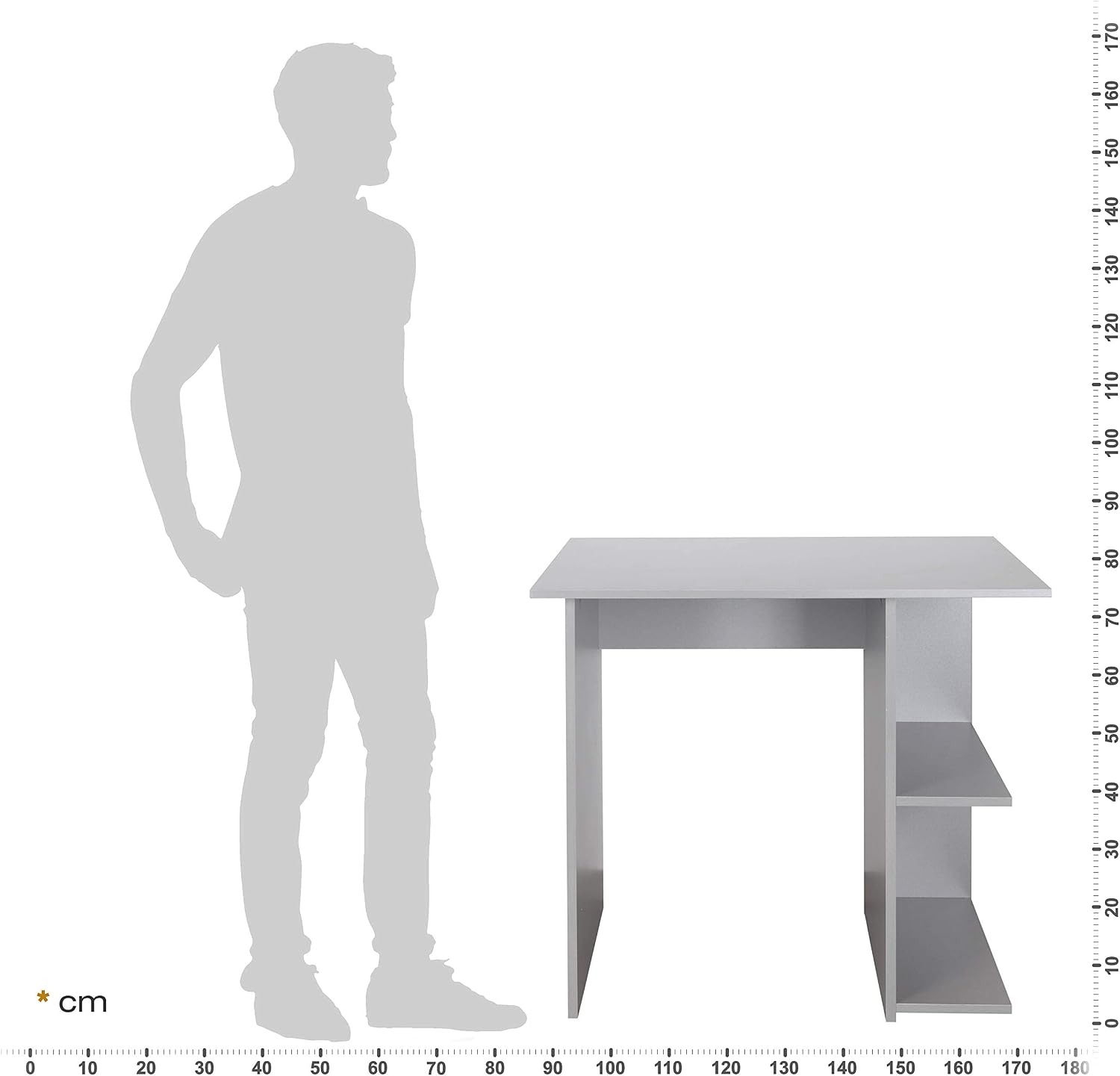 Thumbnail 6 de RICOO Bureau avec Rangement WM089-PL 82 × 76 × 60 cm – Petit Gris