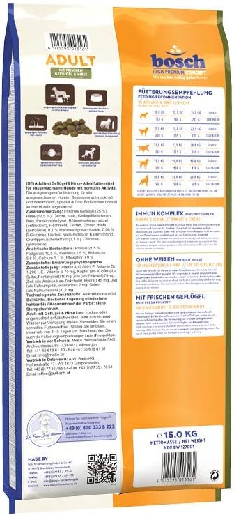Thumbnail 1 de bosch HPC Adult mit frischem Geflügel & Hirse – Trockenfutter für erwachsene Hunde aller Rassen (1 x 15 kg)
