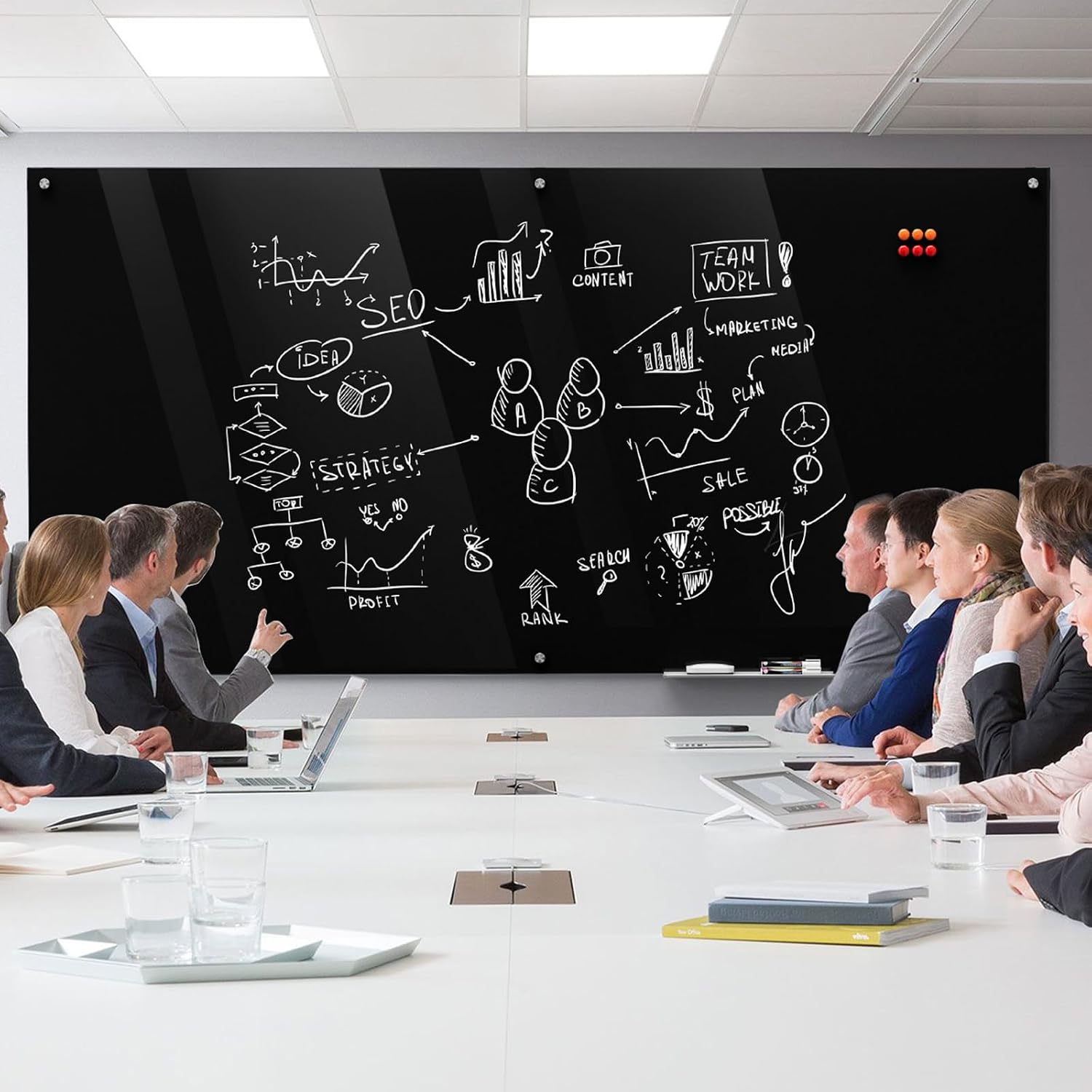 Thumbnail 4 de MaxGear MaxGear-B-Glass-Board-96x48 Glass Whiteboard, 96 x 48, Magnetic