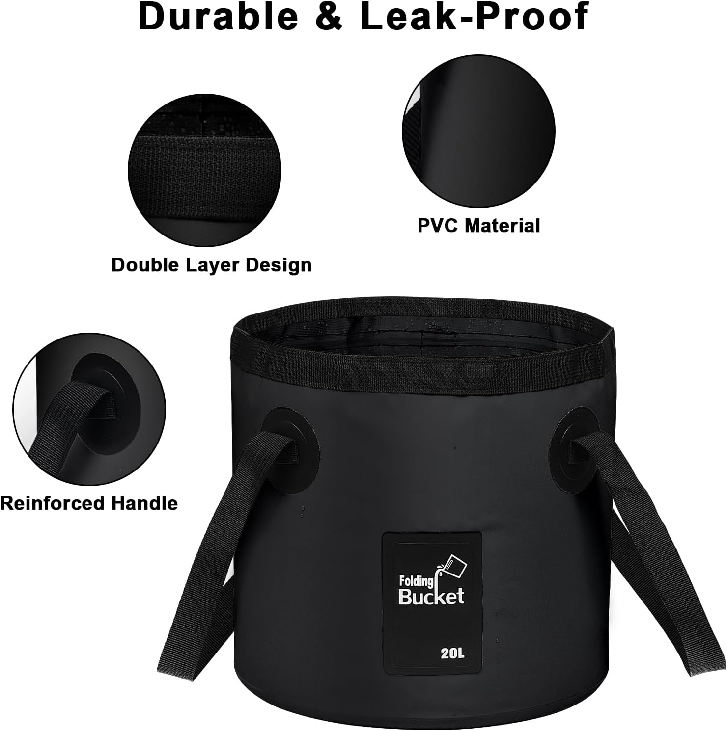 Detalle de 2 Pack Handy Folding Bucket 20L – Portable Collapsible Buckets for Camping, Plumbing and Cleaning