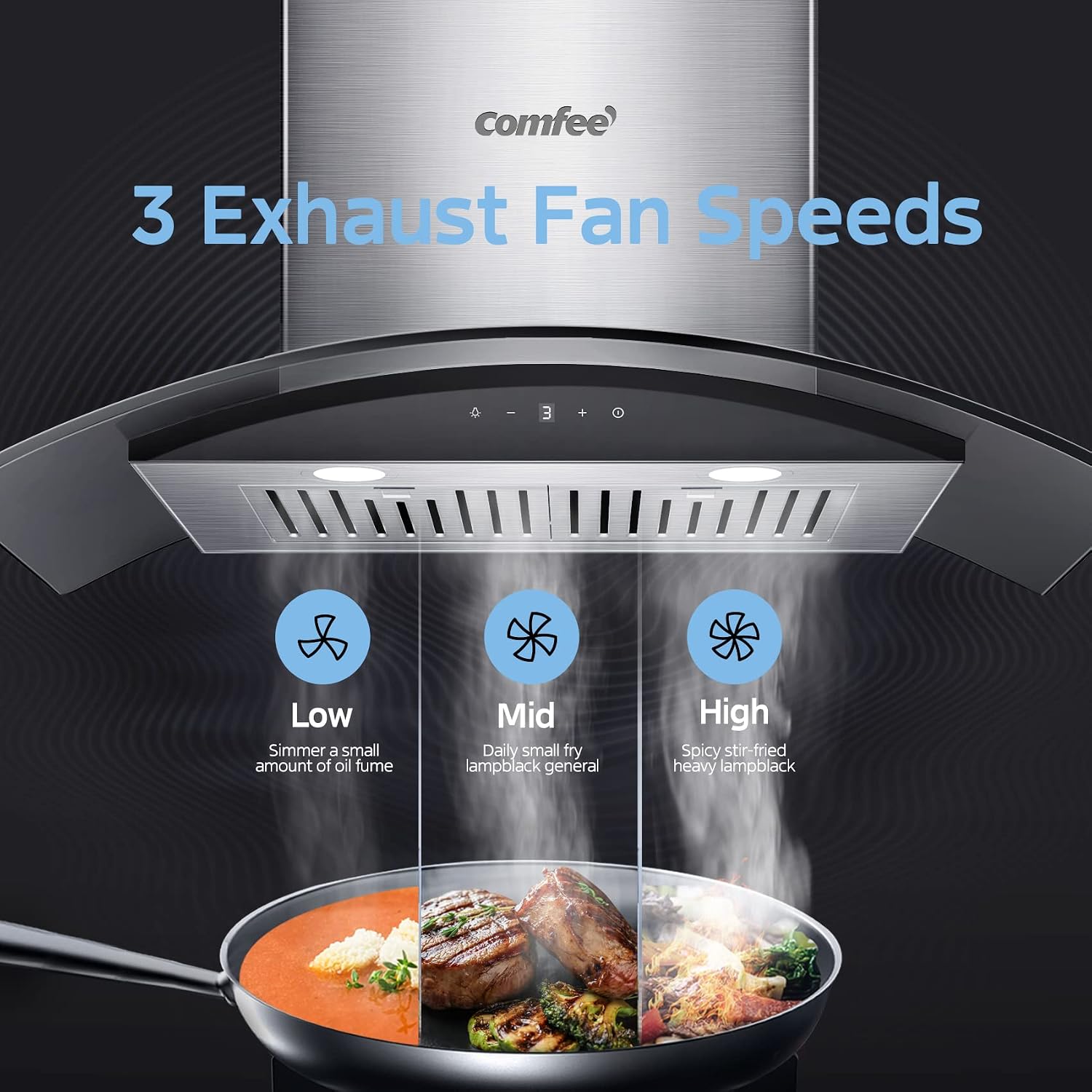 Thumbnail 6 de COMFEE' CVG30W9AST 30-Inch Wall-Mount Range Hood, 450 CFM