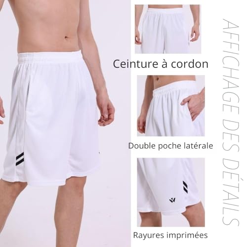 Detalle 2 de fovdtaa Lot de 5 shorts de sport pour homme avec poches et taille élastique, séchage rapide, L