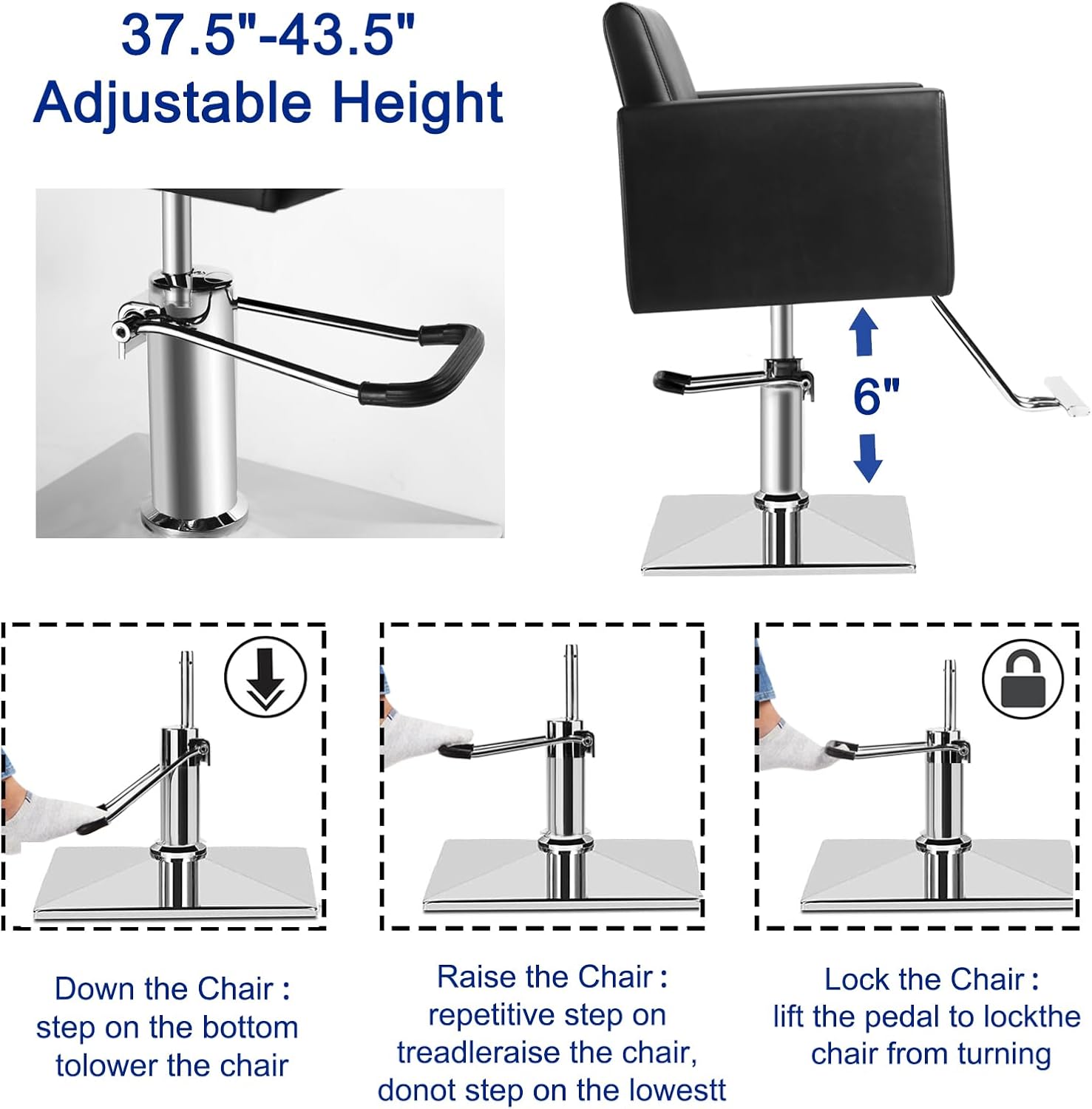 Thumbnail 3 de Hairdresser Barber Salon Chair (Black) with Heavy-Duty Hydraulic Pump, 360° Swivel, 330 Lbs Capacity