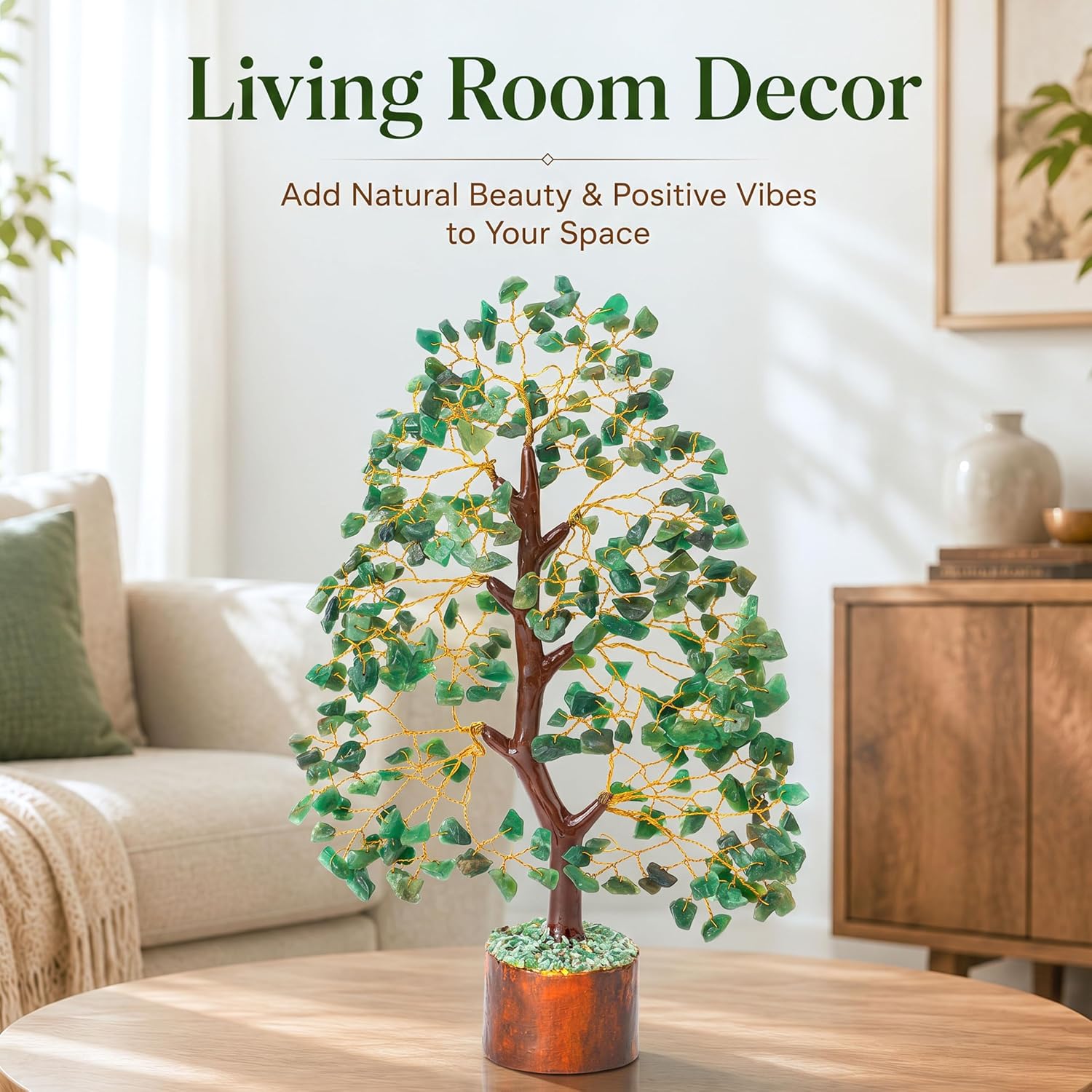 Detalle 2 de Crocon CTR032a Green Aventurine Crystal Tree with Golden Wire