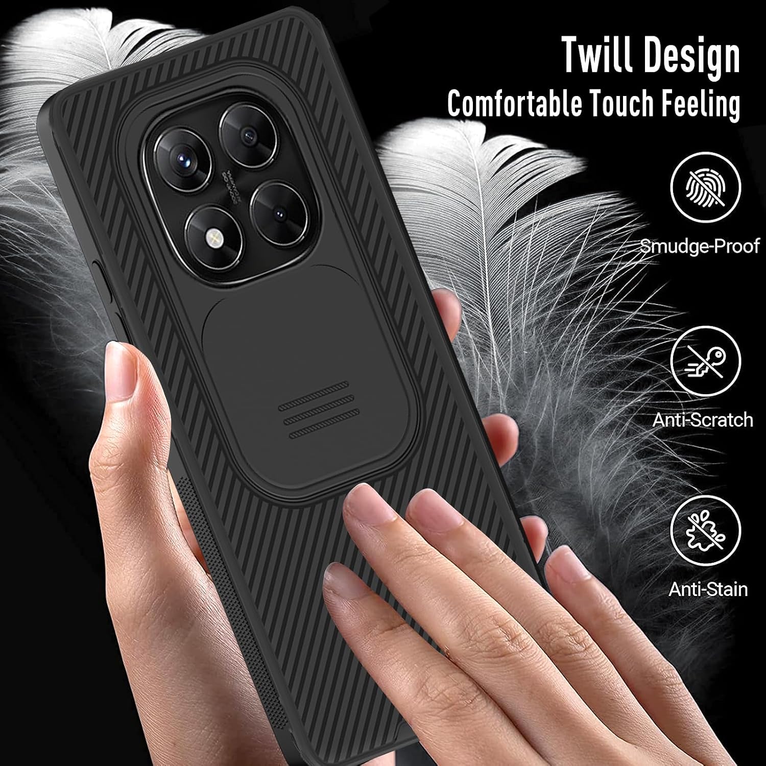 Detalle 2 de XTCASE Coque pour Xiaomi Redmi Note 14 Pro 5G / Poco X7 5G – Étui mince avec cache objectif coulissant et protection caméra
