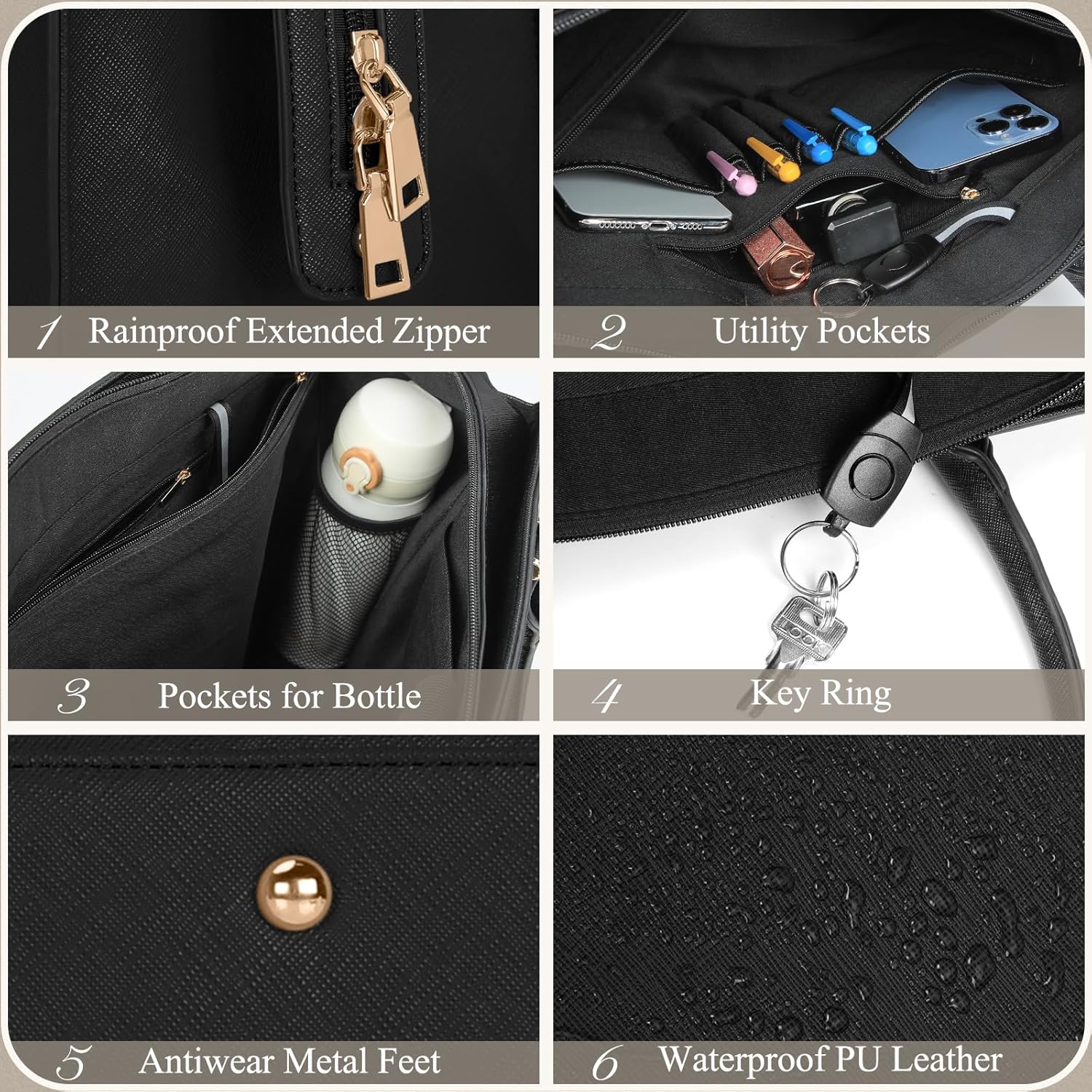 Thumbnail 4 de RAINSMORE Borsa porta PC donna impermeabile 15,6 pollici, grande tote a tracolla