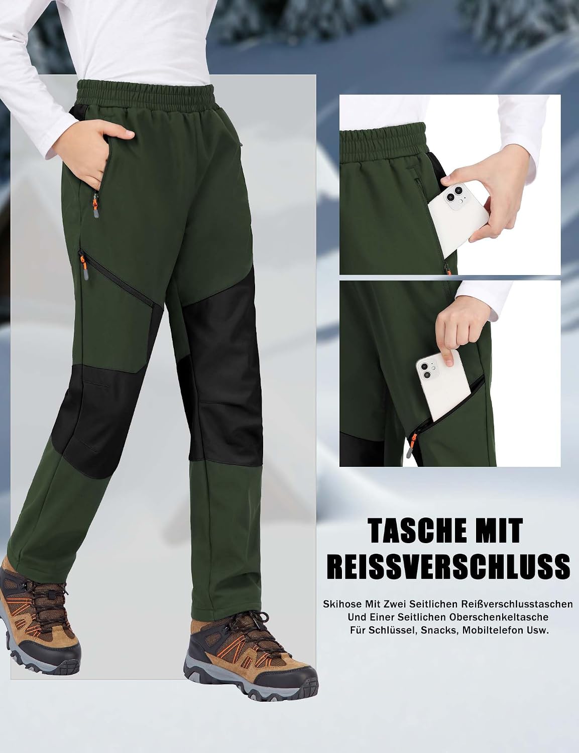 Detalle 2 de HFDWYJ Kinder Softshellhose Schneehose