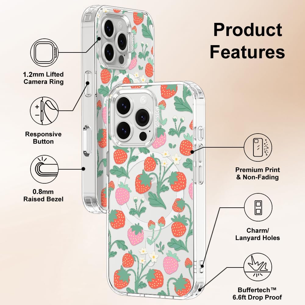 Thumbnail 6 de MOSNOVO Case for iPhone 16 Pro Max (MagSafe) Clear Strawberry Garden — Buffertech drop protection