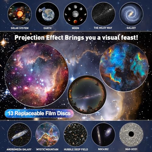 Detalle de Mexllex Proiettore Stelle: Galaxy HD, 13 dischi, cielo stellato e timer per camera da letto