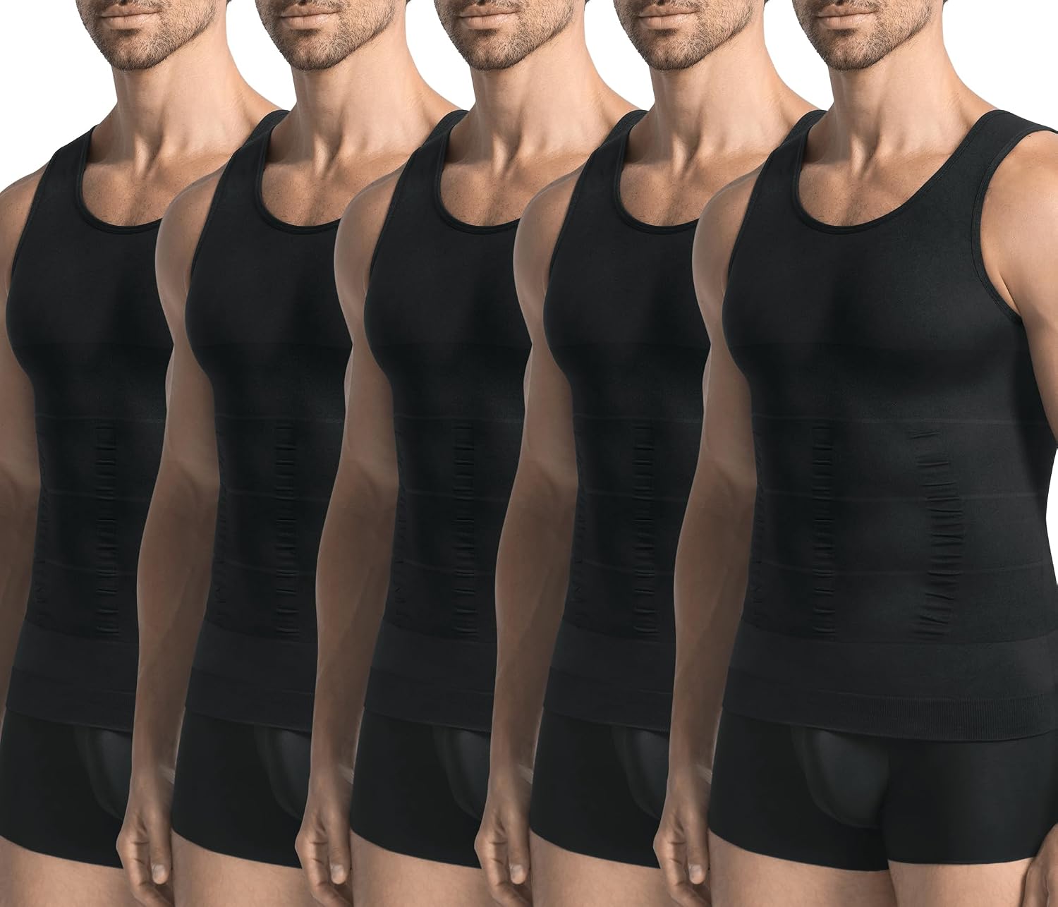 Detalle 2 de JESIDO 3-Pack Compression Shirt for Men: Slimming Body Shaper Tank Top