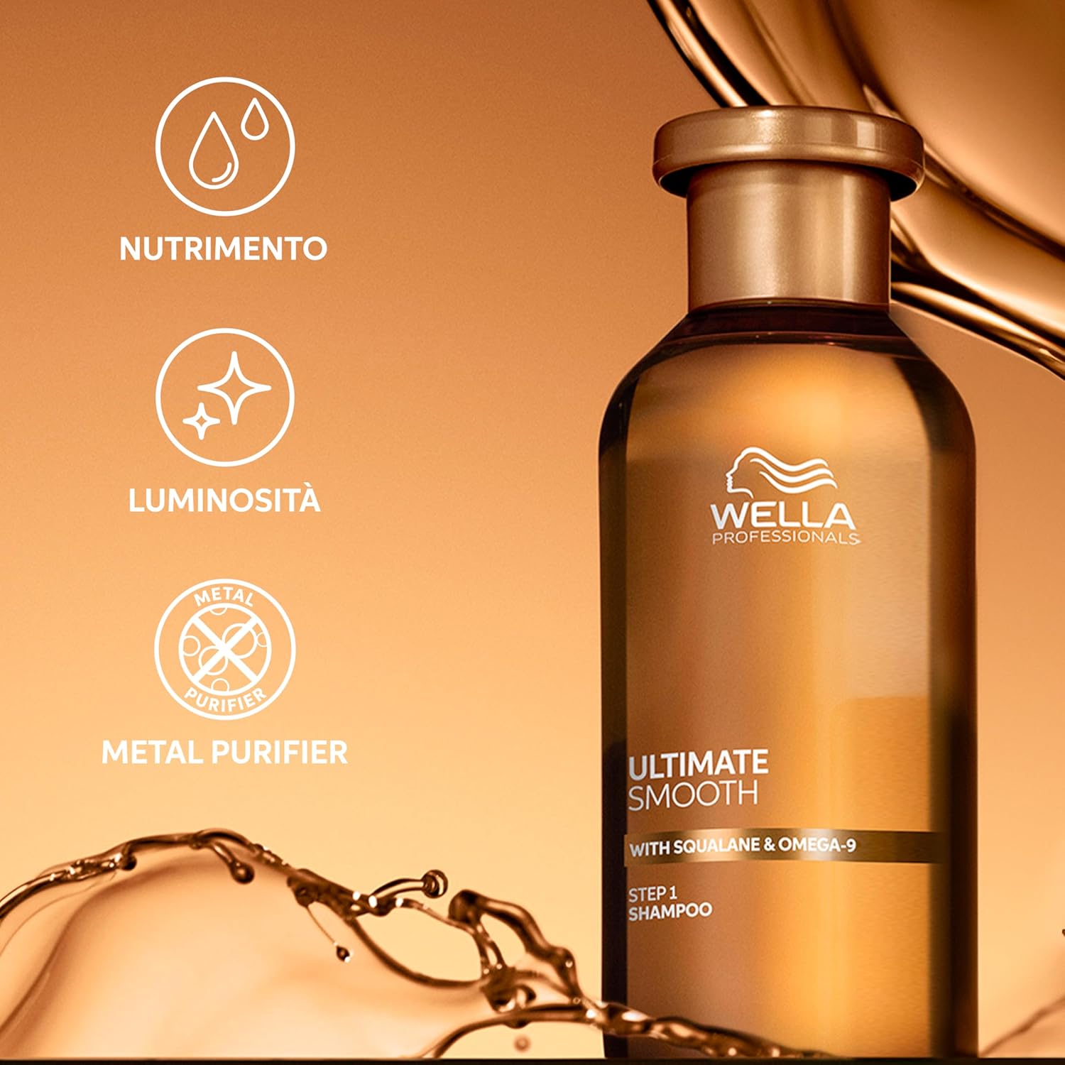 Thumbnail 1 de Wella Professionals Ultimate Smooth Shampoo – Idratante con Squalano e Omega 9 per Capelli Secchi e Crespi (1L)