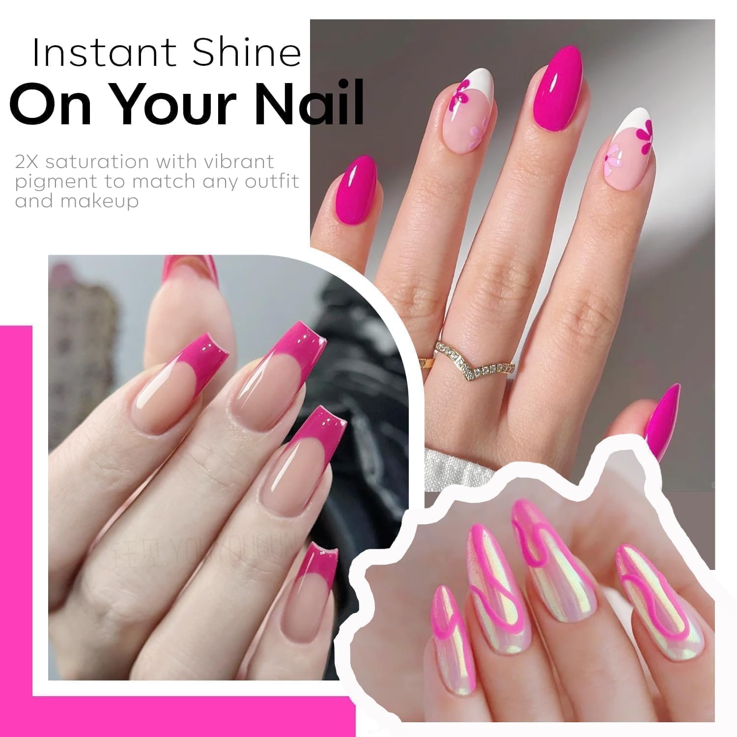 Detalle 2 de modelones Hot Pink Gel Nail Polish, 15 mL UV/LED Soak-Off