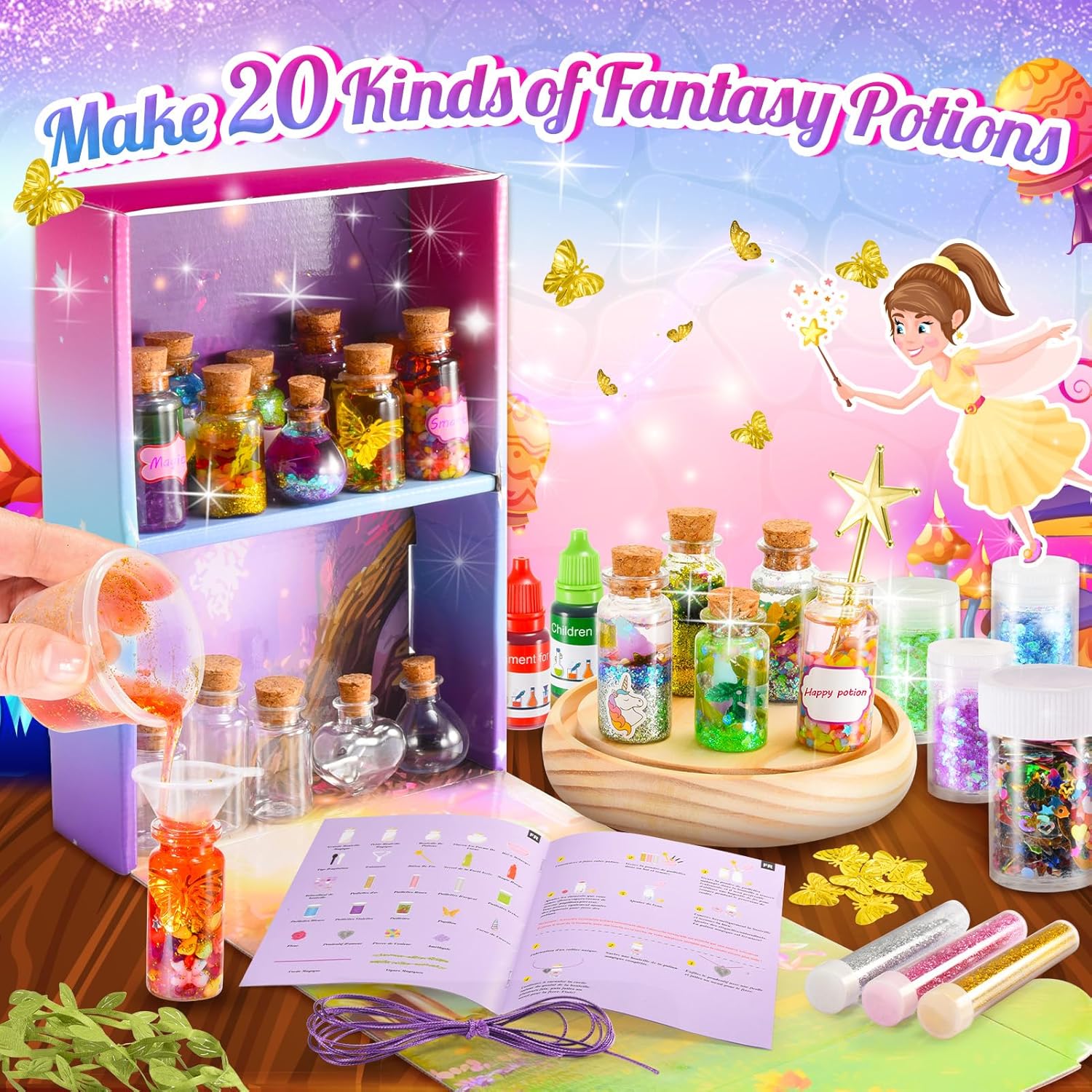 Thumbnail 1 de Veopoko Potion Making Craft Kit for Kids (Age 6–12) with 20 Formulas, Fairy Wand & Potion Bottles