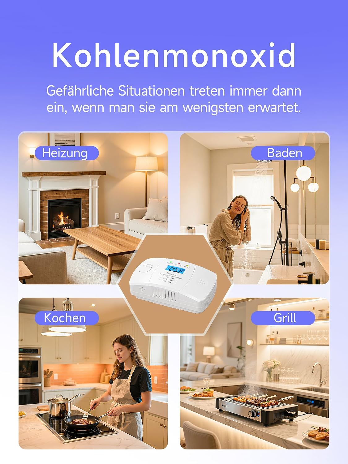 Thumbnail 5 de Kohlenmonoxidmelder Heiman 10 Jahre LCD