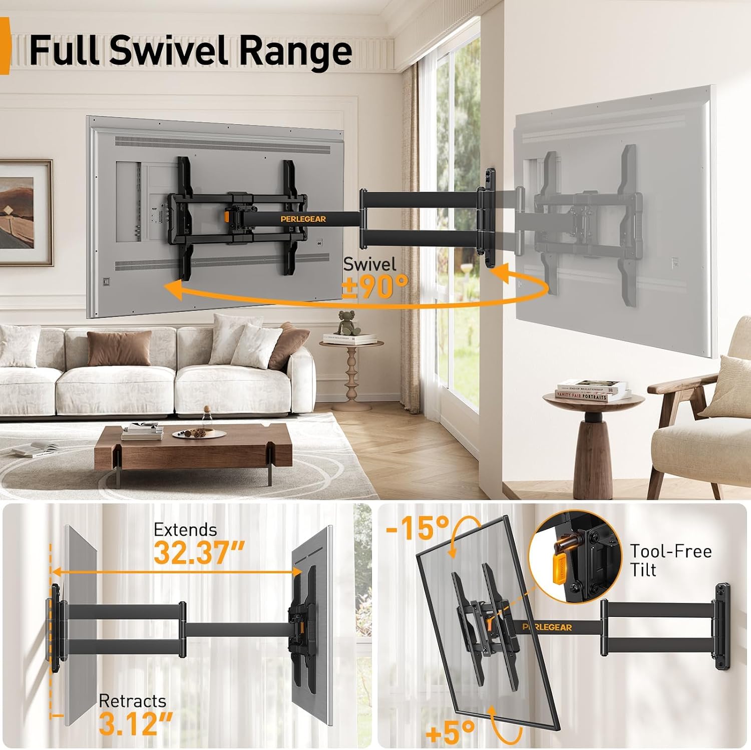 Thumbnail 3 de Perlegear Long Arm TV Mount 32.37"