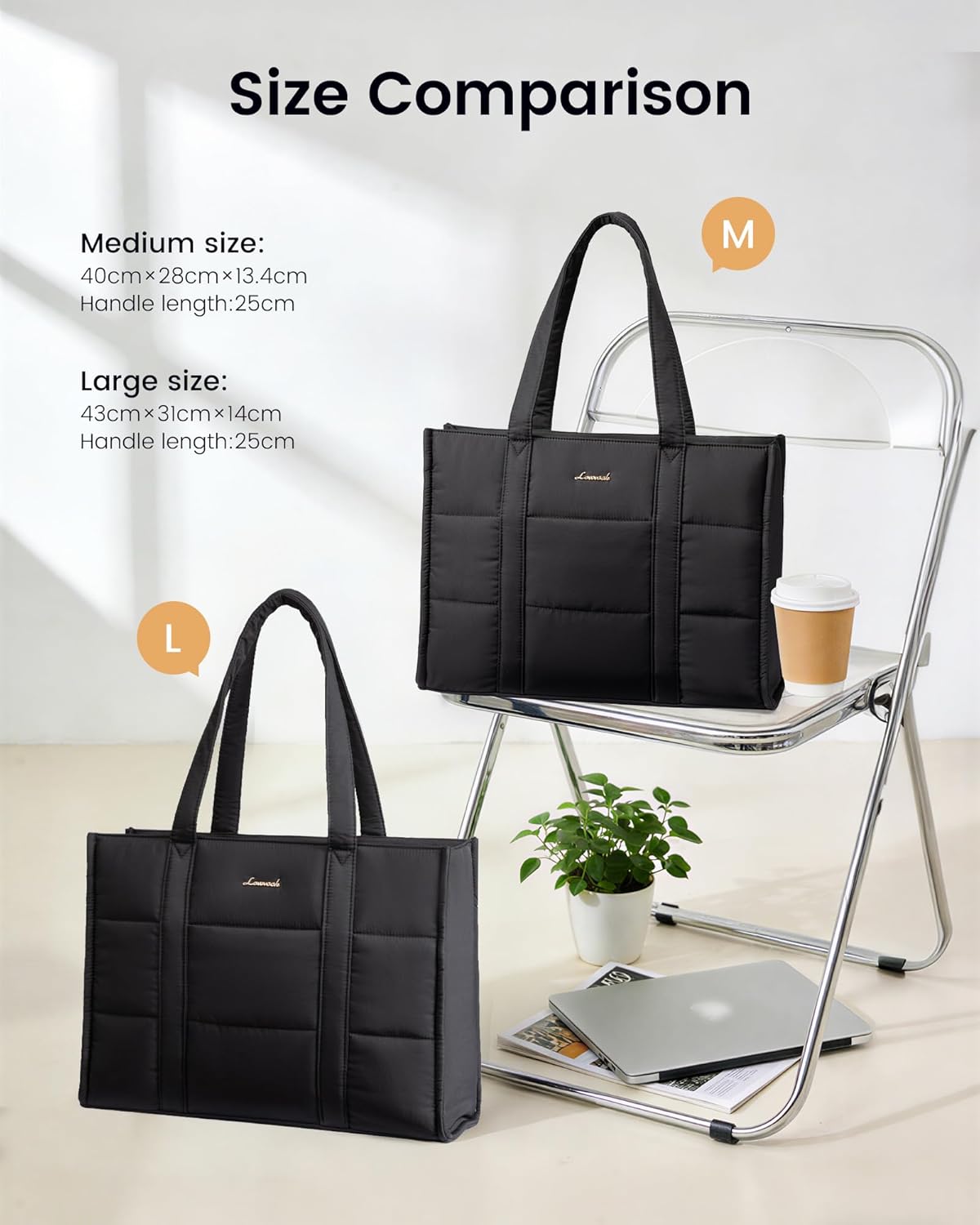Detalle 2 de LOVEVOOK puffer quilted tote bag