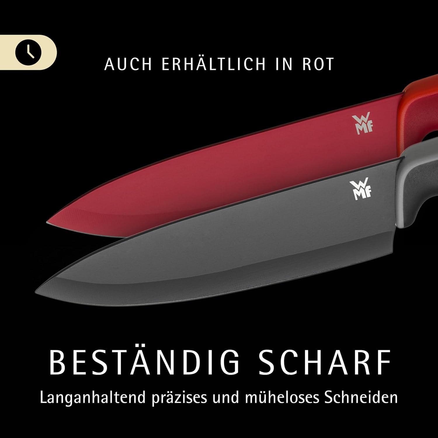 Detalle de WMF Touch Messerset 2-teilig – scharfes Küchenmesser-Set aus Spezialklingenstahl, antihaftbeschichtet, roter Griff