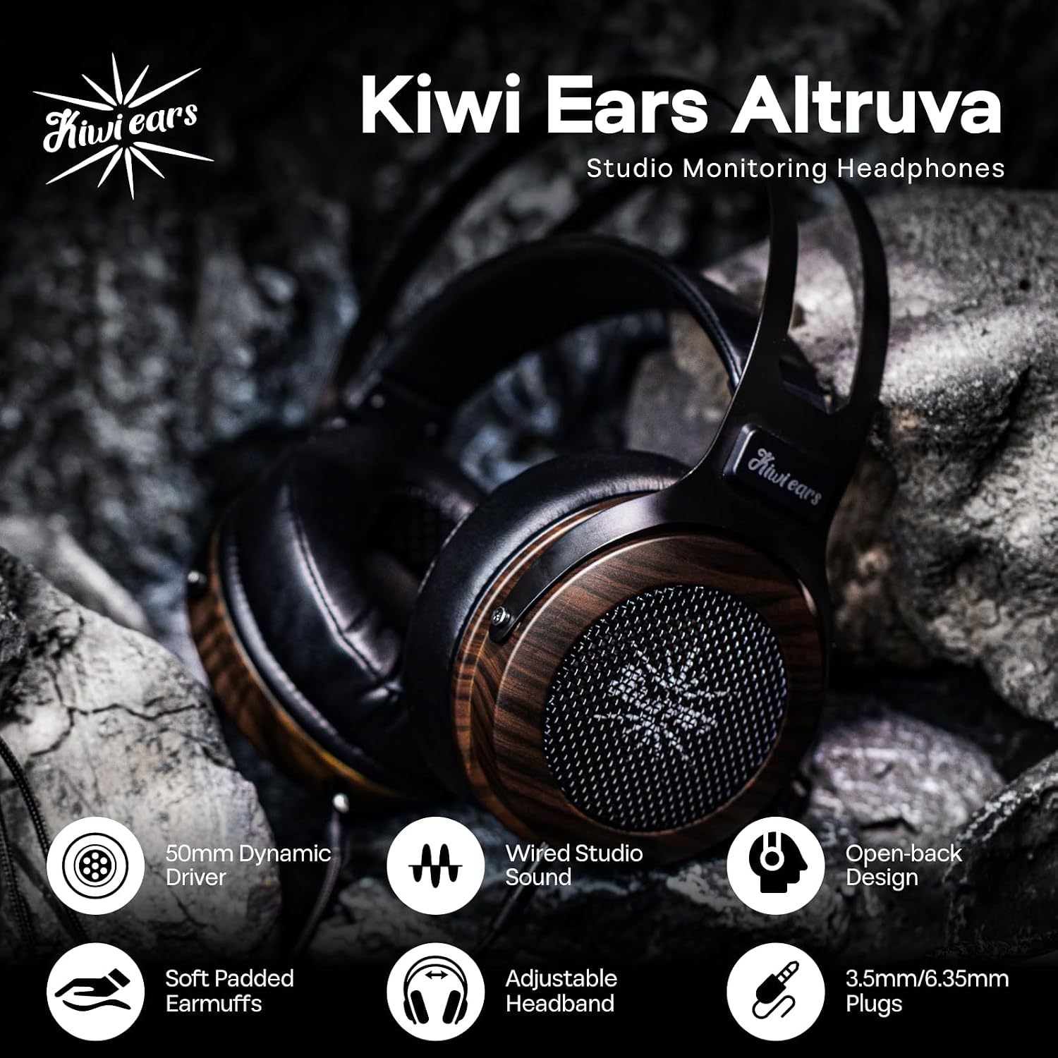 Detalle de Linsoul Kiwi Ears Altruva Open-Back Wired Headphones, 50 mm Dynamic Drivers