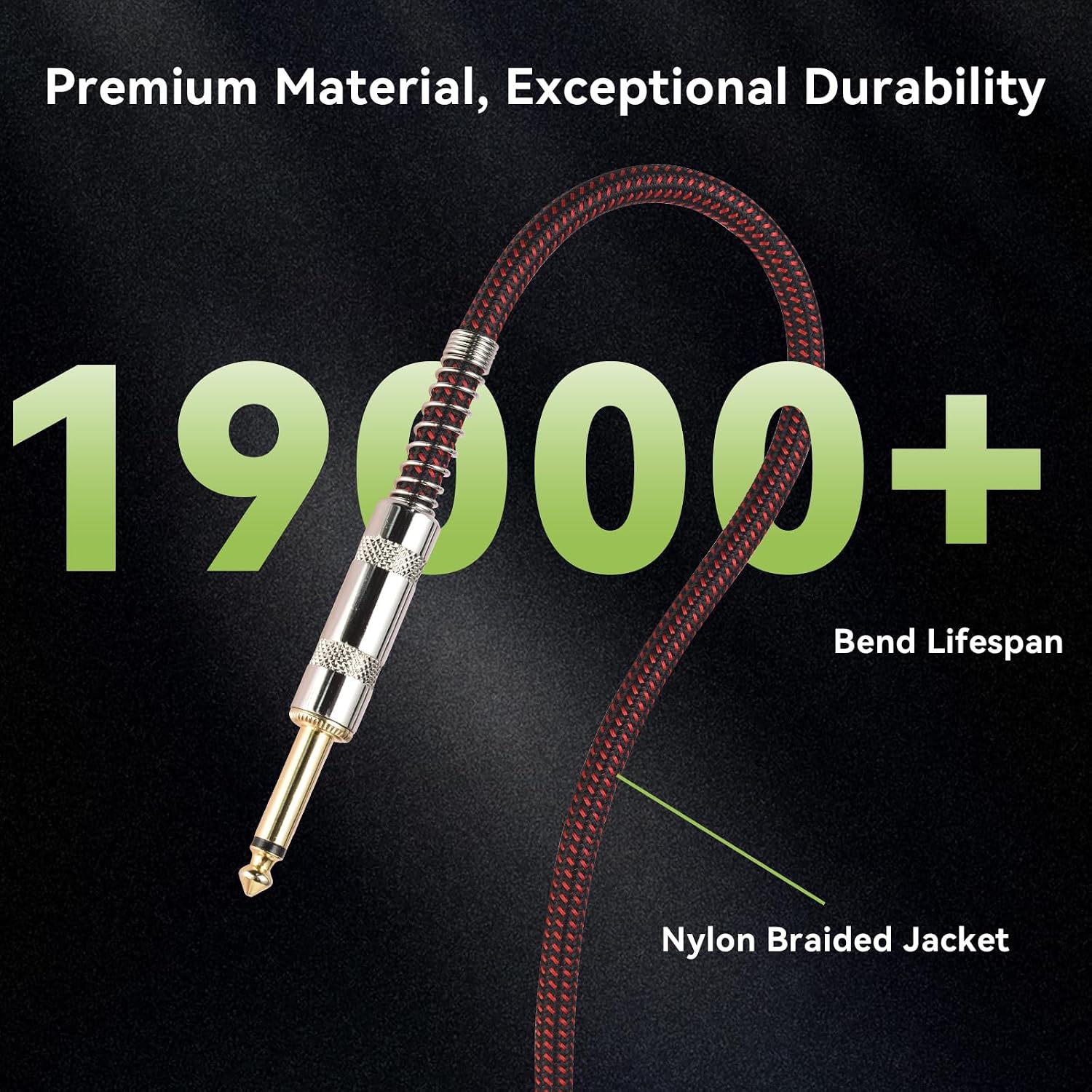 Detalle 2 de OTraki Guitar Cable, 20 ft 1/4-Inch TS, Right-Angle Plug, Braided