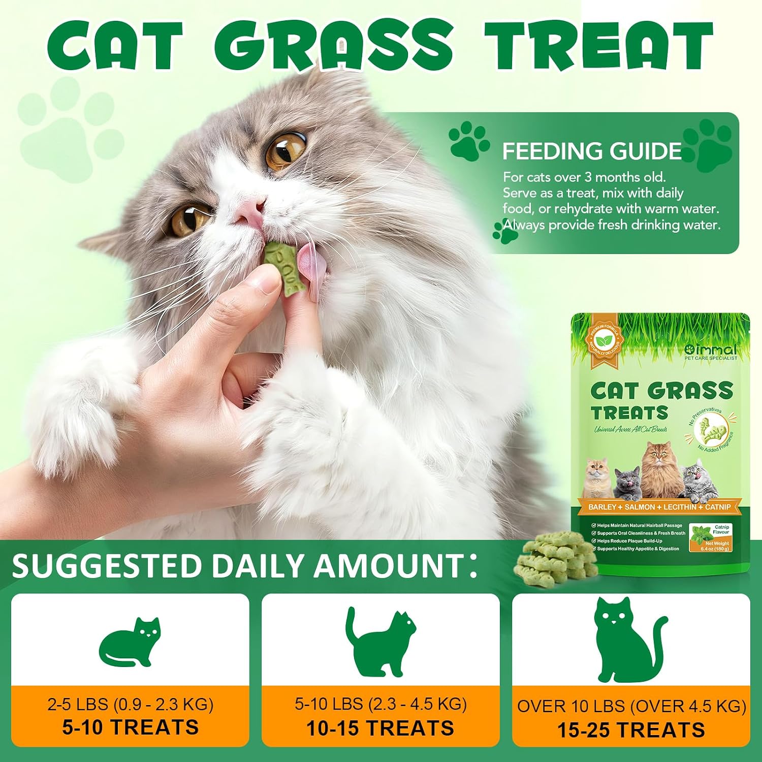 Thumbnail 6 de Katzengras Snacks für innen, 180 g – knusprige Kekse mit Lachs, Gerstengras und Katzenminze