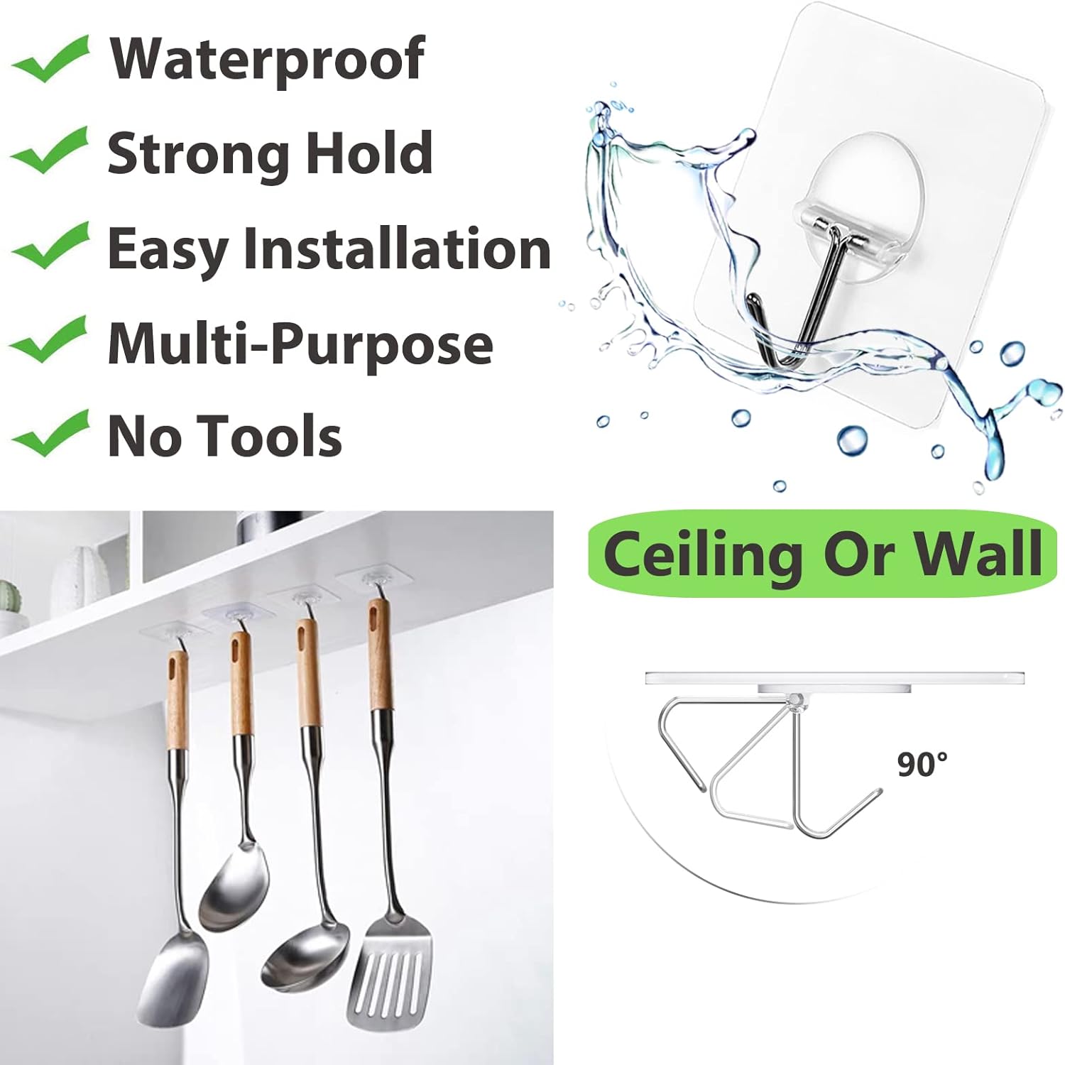 Thumbnail 1 de JINSHUNFA Adhesive Wall Hooks 8-pack 🪝
