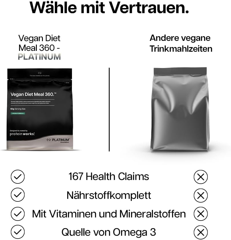 Thumbnail 5 de Protein Works | Vegan Diet Meal 360 – PLATINUM Innovation – Erdbeer-Sahne, 500 g, 8 Mahlzeiten