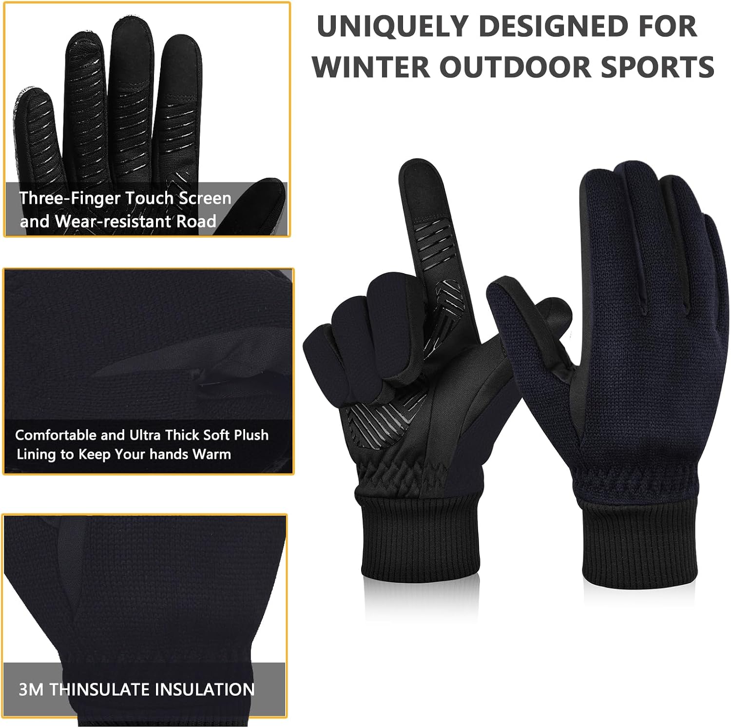 Detalle de 3M Thinsulate Winter Gloves –10°F touchscreen cycling gloves