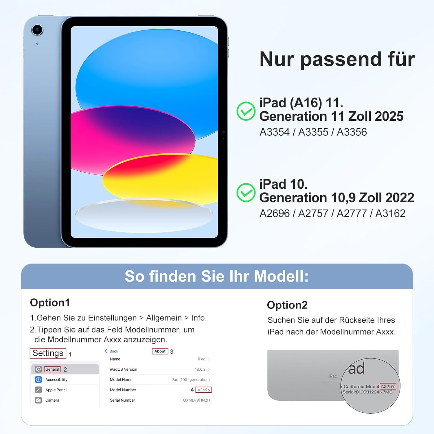 Detalle 2 de DriveGo Hülle für iPad A16 11 Zoll & 10. Gen – transluzente PC-Hülle mit Panzerglas, Auto Sleep/Wake