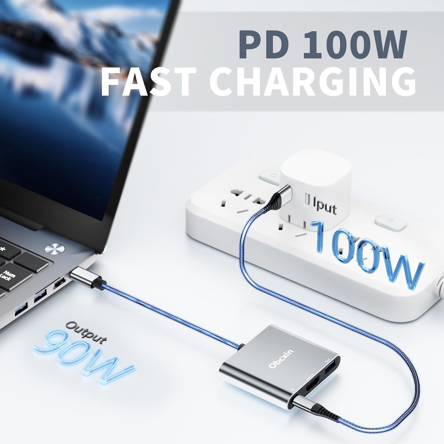 Thumbnail 2 de Obcxin USB-C auf HDMI Adapter mit 4K@60 Hz, 100 W PD-Laden und USB-3.0-Port