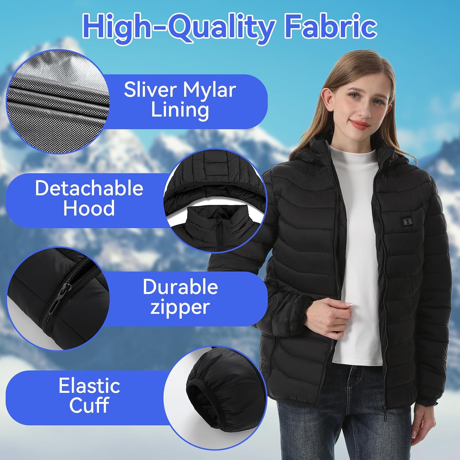 Detalle 2 de CHANGEOWN Heated Jacket for Men and Women, 15 Heating Zones, Dual Controls