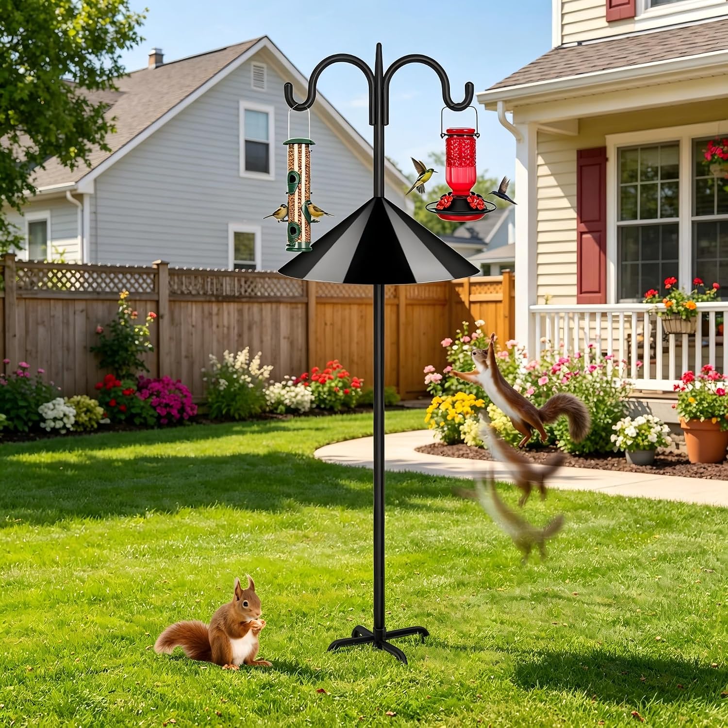 Detalle 2 de FEED GARDEN LX-5MYGSGSSZ-92IN-1 Shepherd’s Hook with Double Hooks and 19-Inch Baffle
