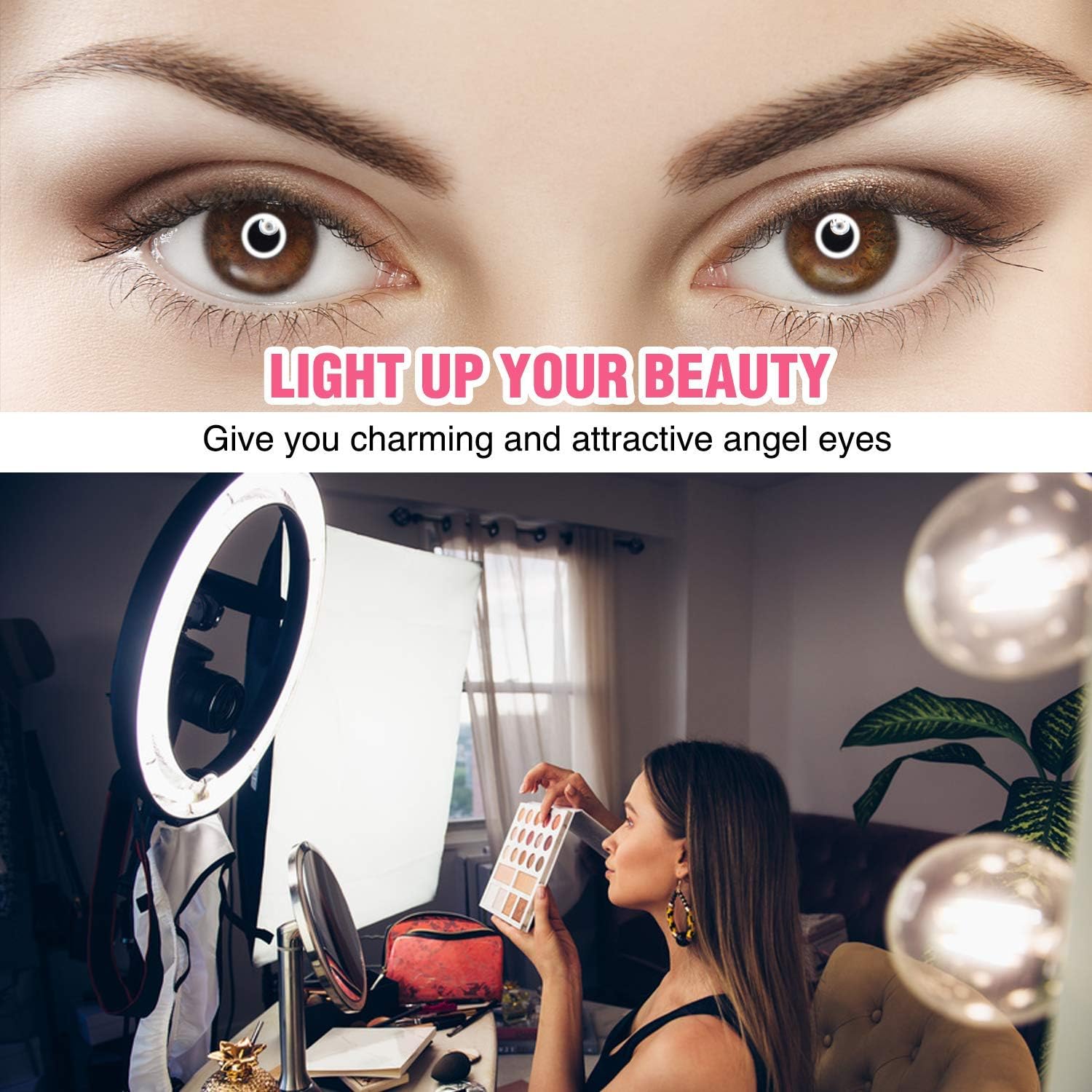 Detalle de Yesker 18-inch LED Ring Light Kit with 73-inch Tripod Stand (3200K–6000K) + Phone Holder