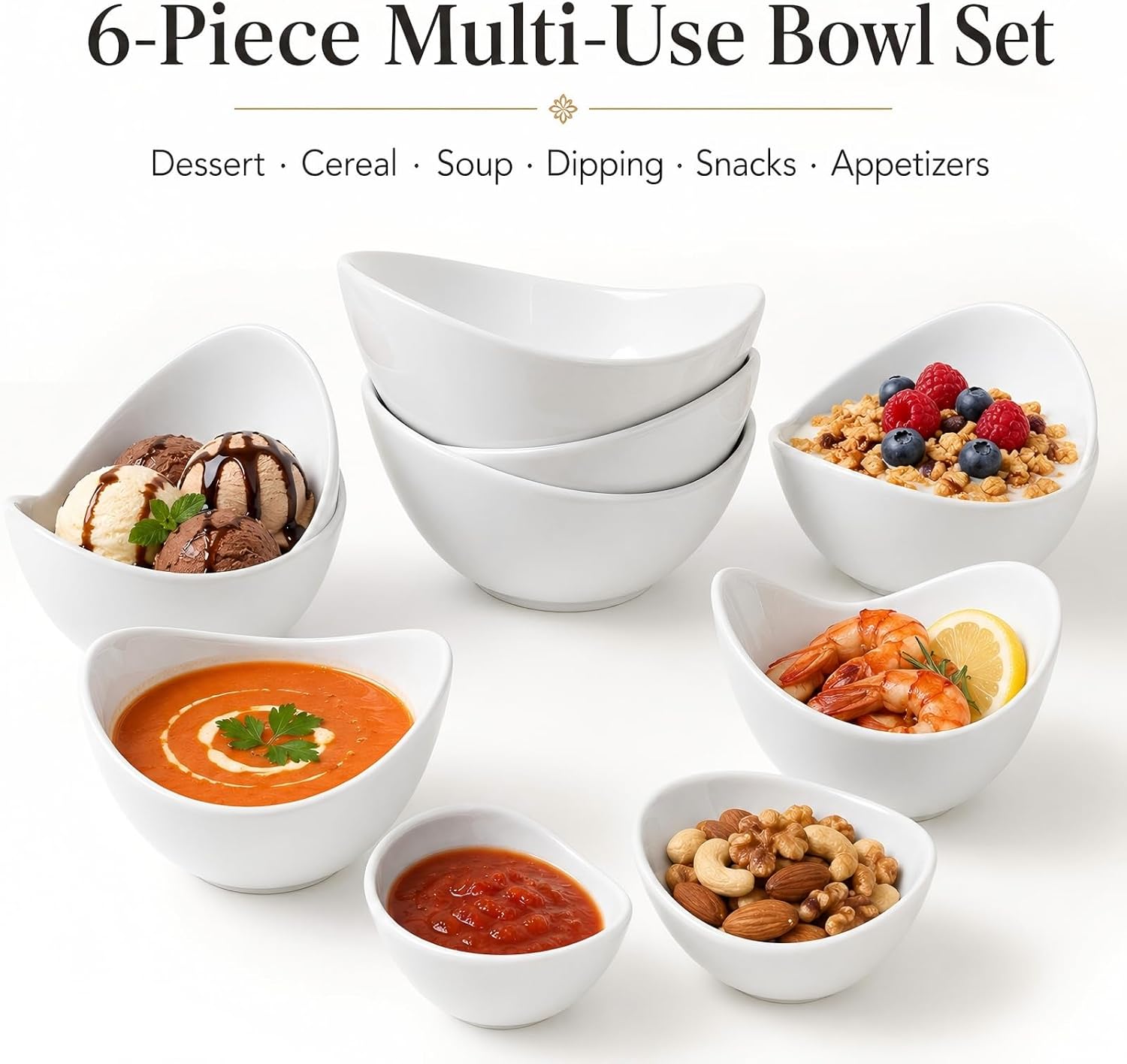 Thumbnail 6 de Porcelain Dessert Bowls, 6 oz